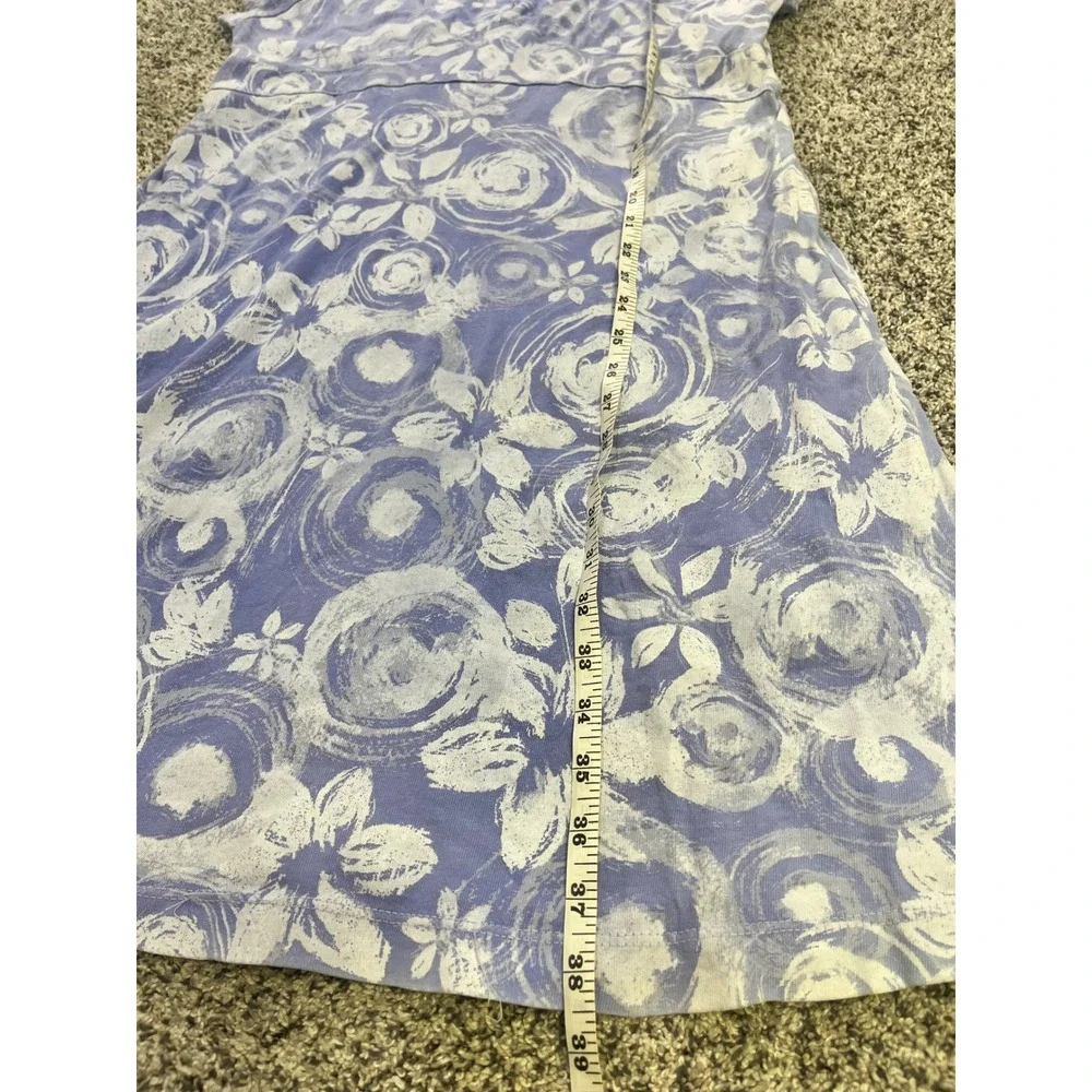 Fresh Produce Blue White Floral Swirl Cotton A-Line Dress USA Made Small 21662